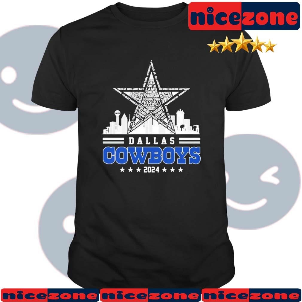 Dallas Cowboys 2024 Names Logo And Skyline Shirt Hoodie Sweater Long   Dallas Cowboys 2024 Names Logo And Skyline Shirt Shirt 