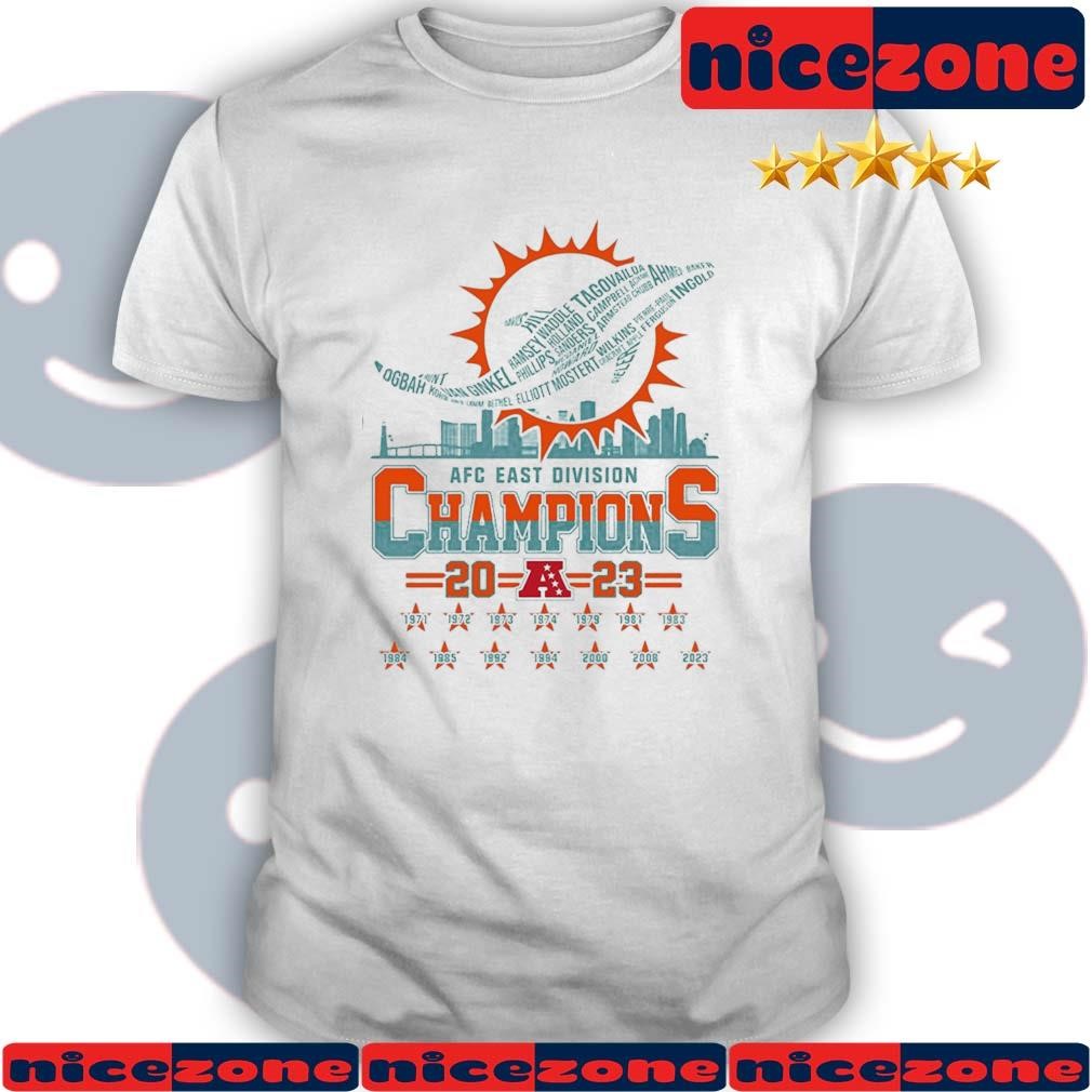 Miami Dolphins AFC Champions 2023 Skyline Name 1971-2023 Shirt