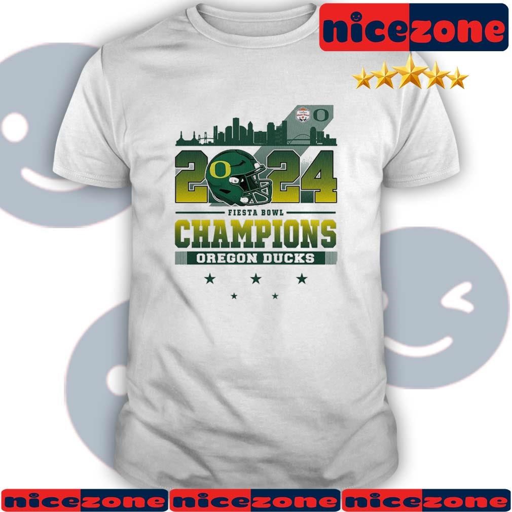 2024 Fiesta Bowl Champions Oregon Ducks Skyline Helmet Shirt