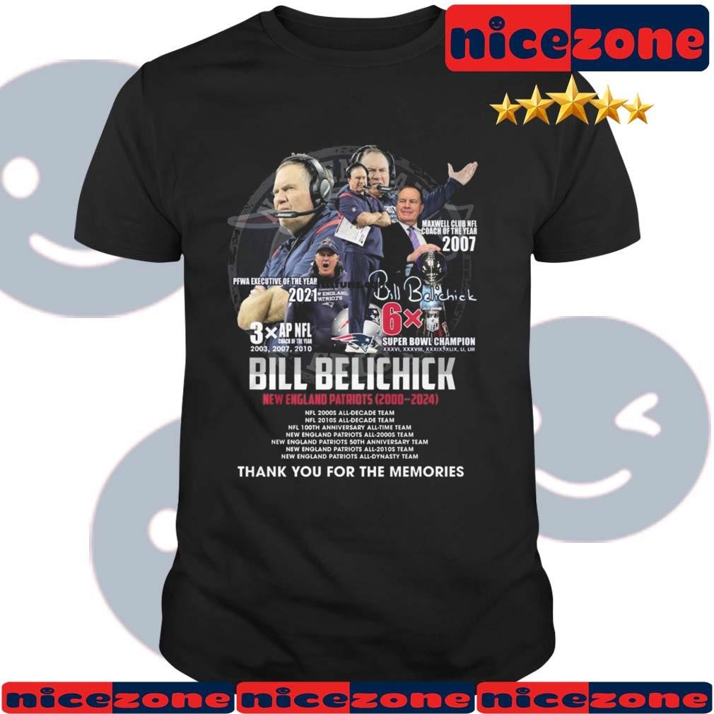 Bill Belichick New England Patriots 2000 – 2024 Thank You For The Memories Signature Shirt Bill Belichick New England Patriots 2000 – 2024 Thank You For The Memories Signature Shirt