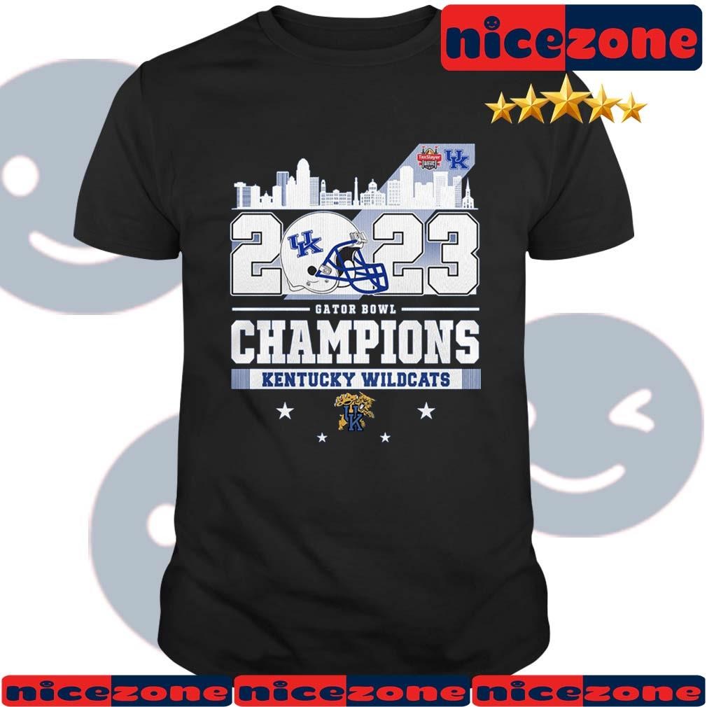 Kentucky Wildcats 2023 Gator Bowl Champions Skylines Helmet Shirt