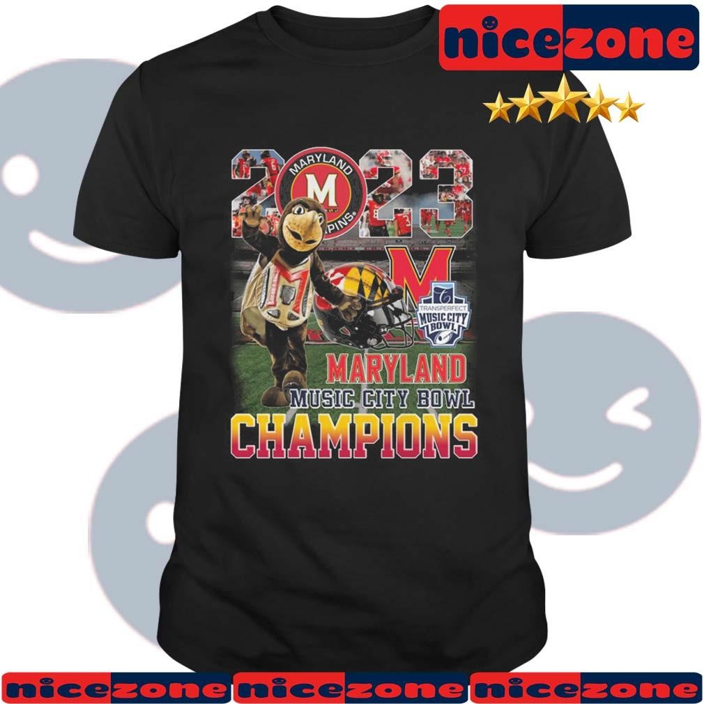 Maryland Terrapins 2023 Music City Bowl Champions Mascot Shirt