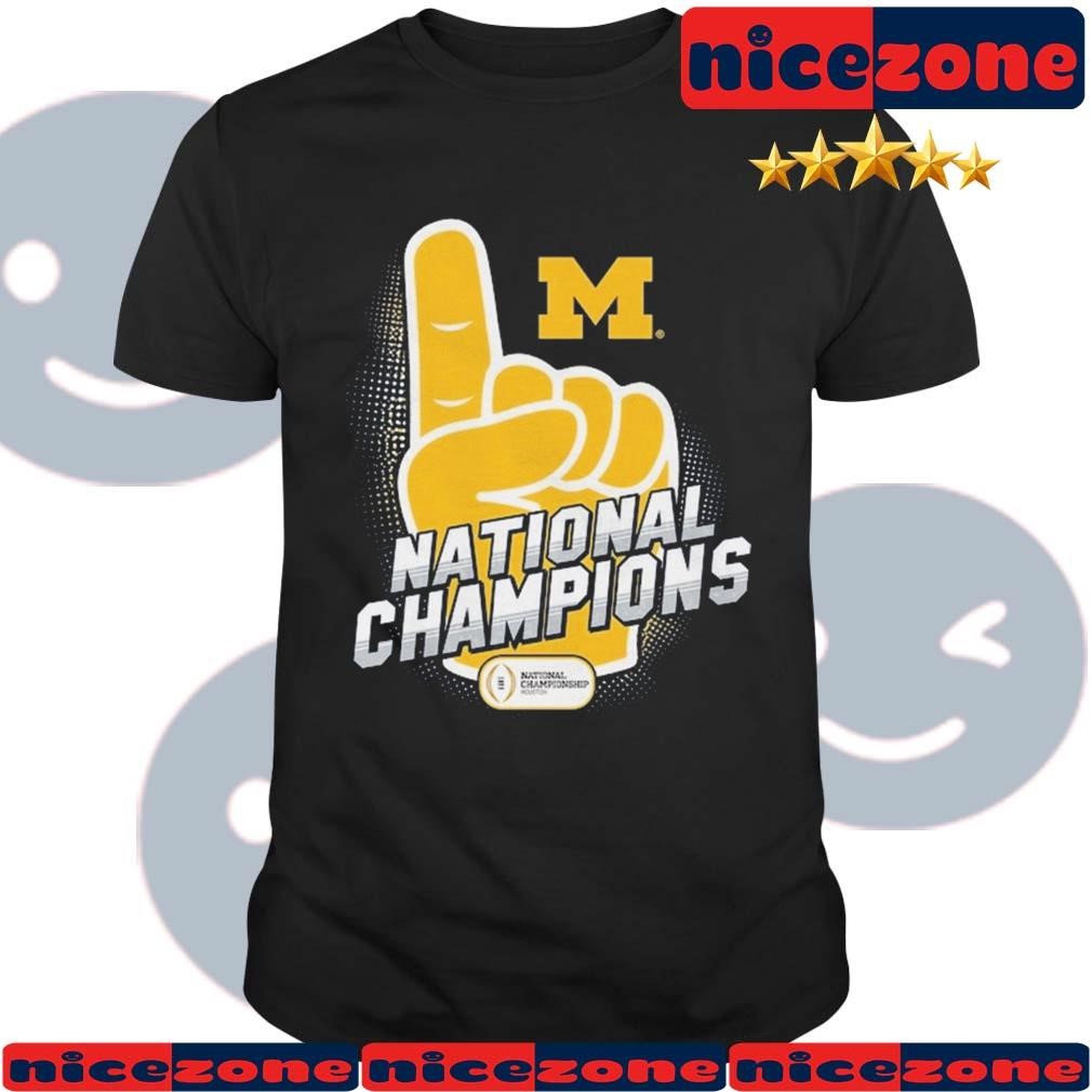 Michigan Wolverines College Football Playoff 2023 National One Champions Gloves Shirt