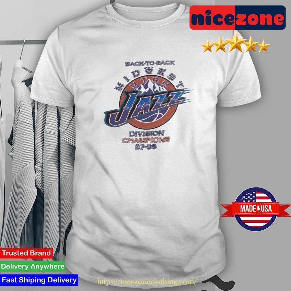 Original 1997-98 NBA Utah Jazz Back-to-Back Midwest Division Champions Vintage T-shirt