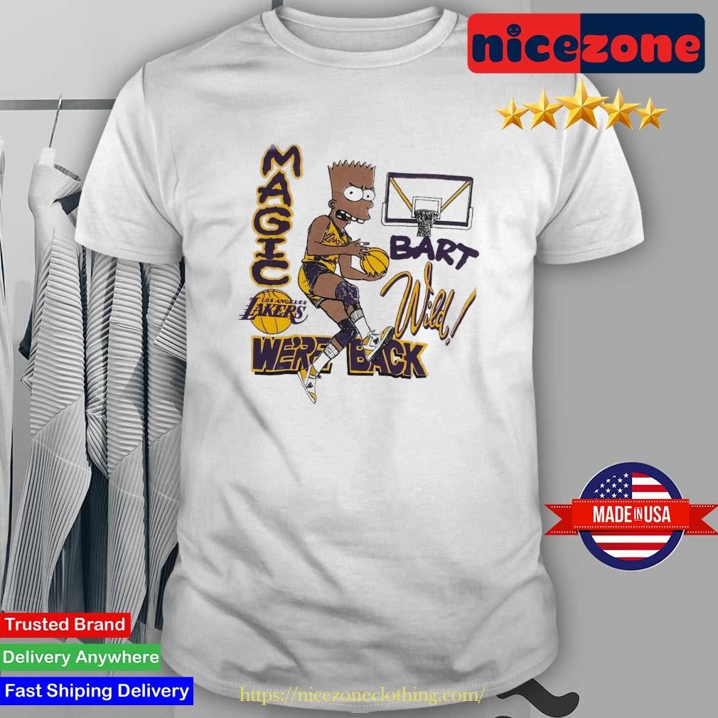 Original Vintage NBA Los Angeles Lakers Magic Bart Simp We're Back Bootleg T-shirt